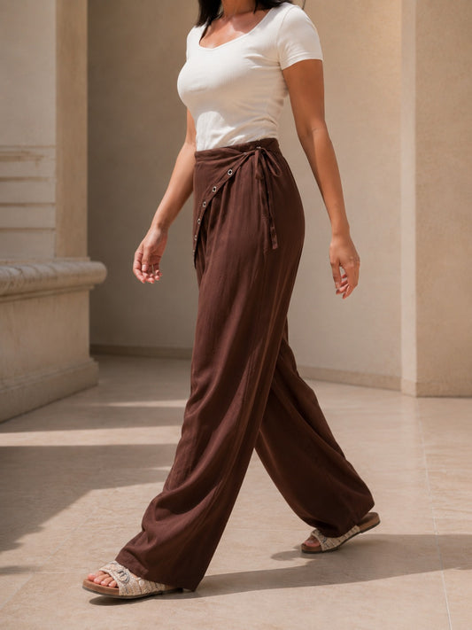 Eyelet scarf pants