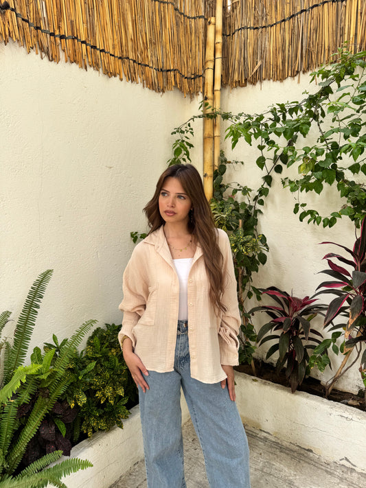 Oversized crinkle shirt