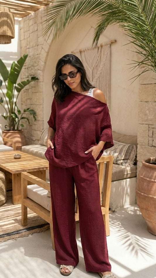 Crinkle set - Burgundy