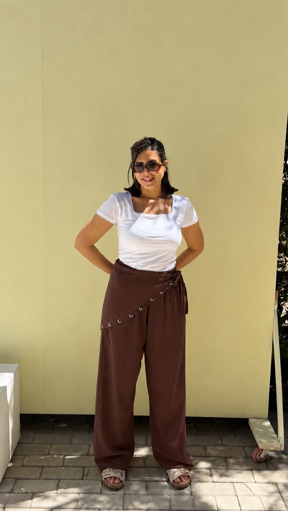 Eyelet scarf pants
