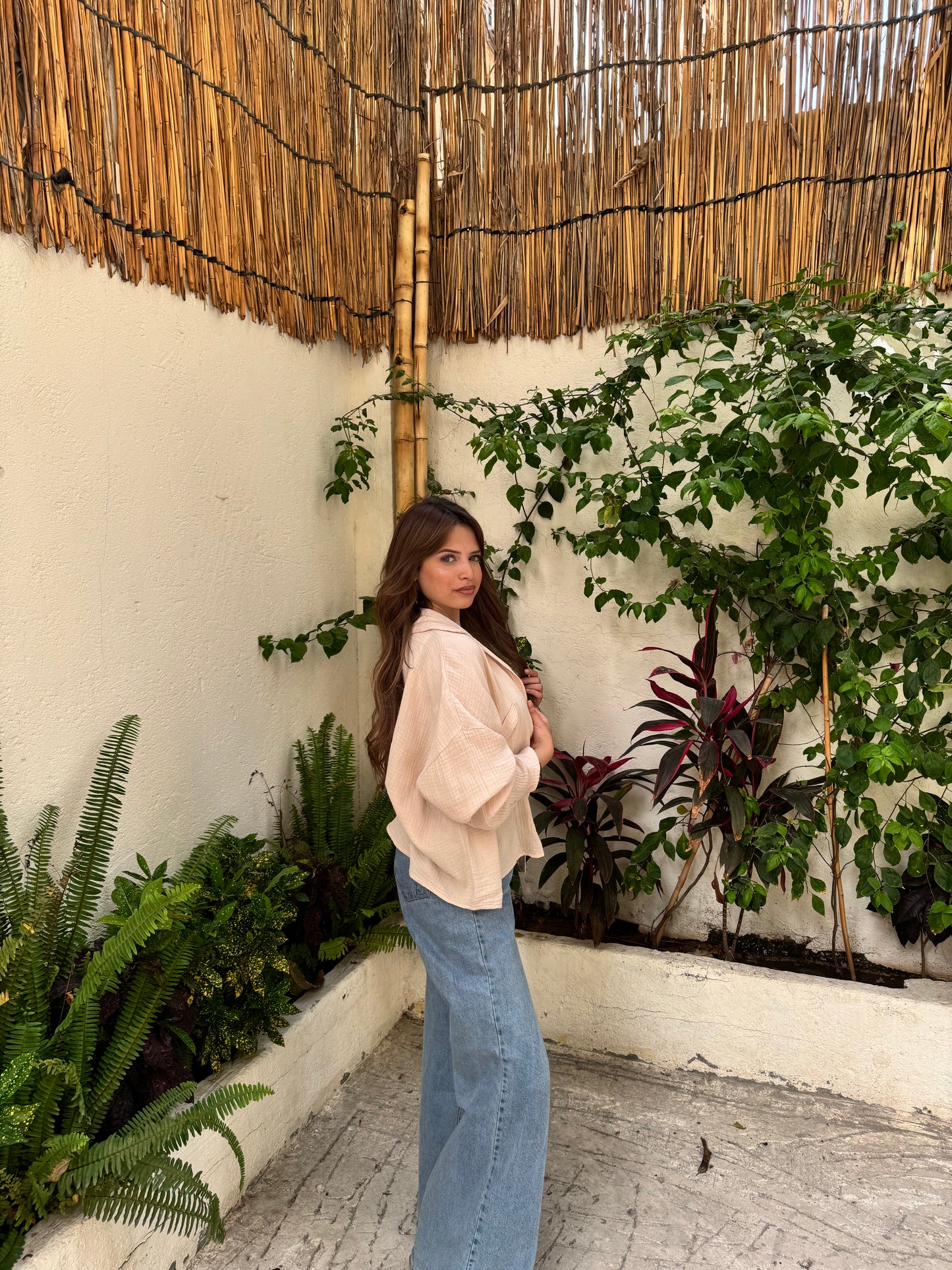 Oversized crinkle shirt