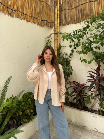 Oversized crinkle shirt