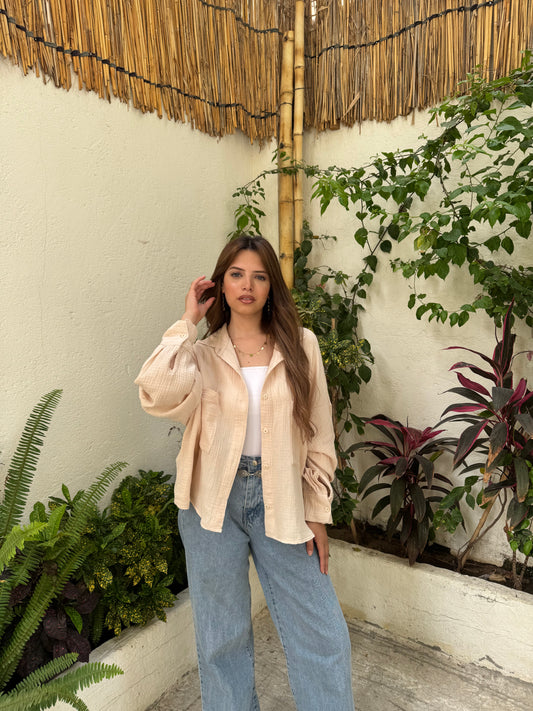 Oversized crinkle shirt