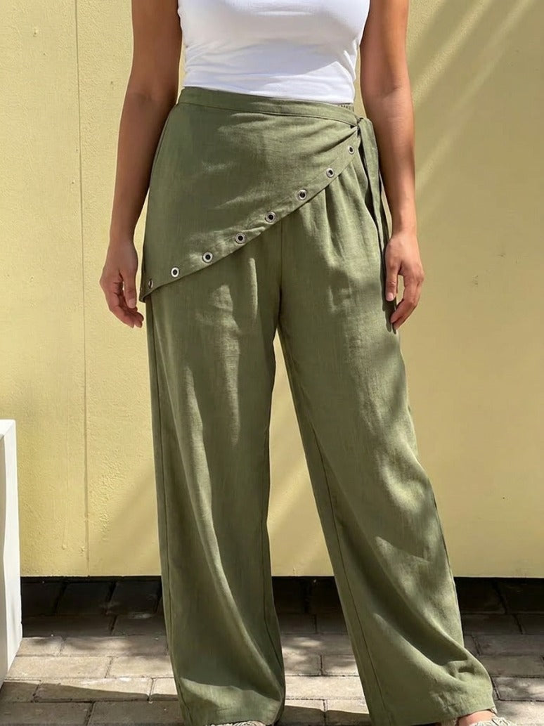 Eyelet scarf pants