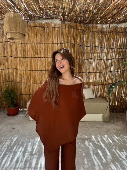 Crinkle set - Red brown