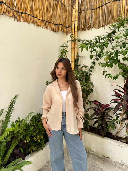 Oversized crinkle shirt