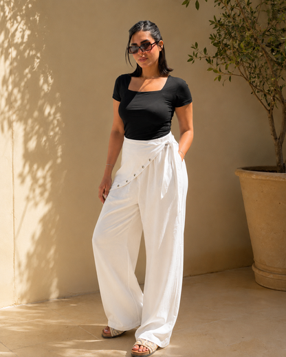 Eyelet Scarf pants- double layered