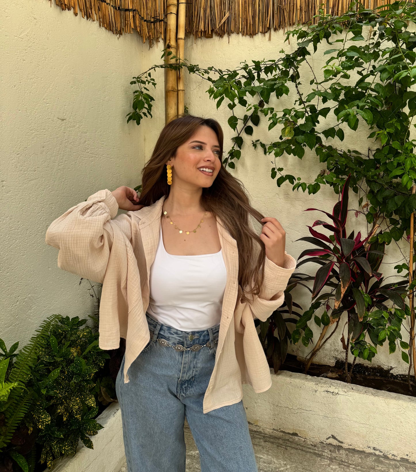 Oversized crinkle shirt