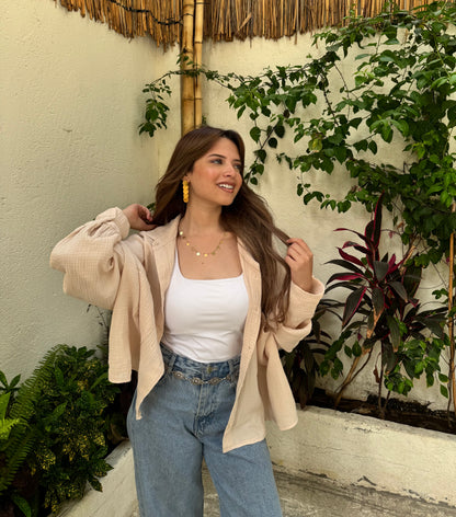 Oversized crinkle shirt