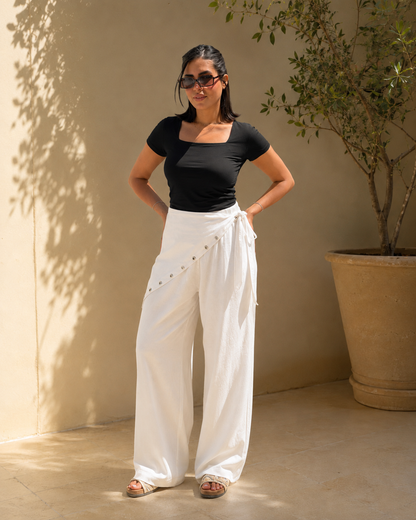 Eyelet Scarf pants- double layered