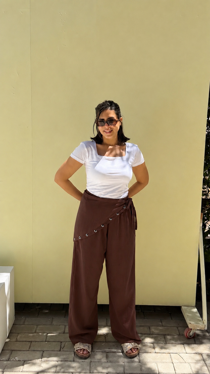 Eyelet scarf pants