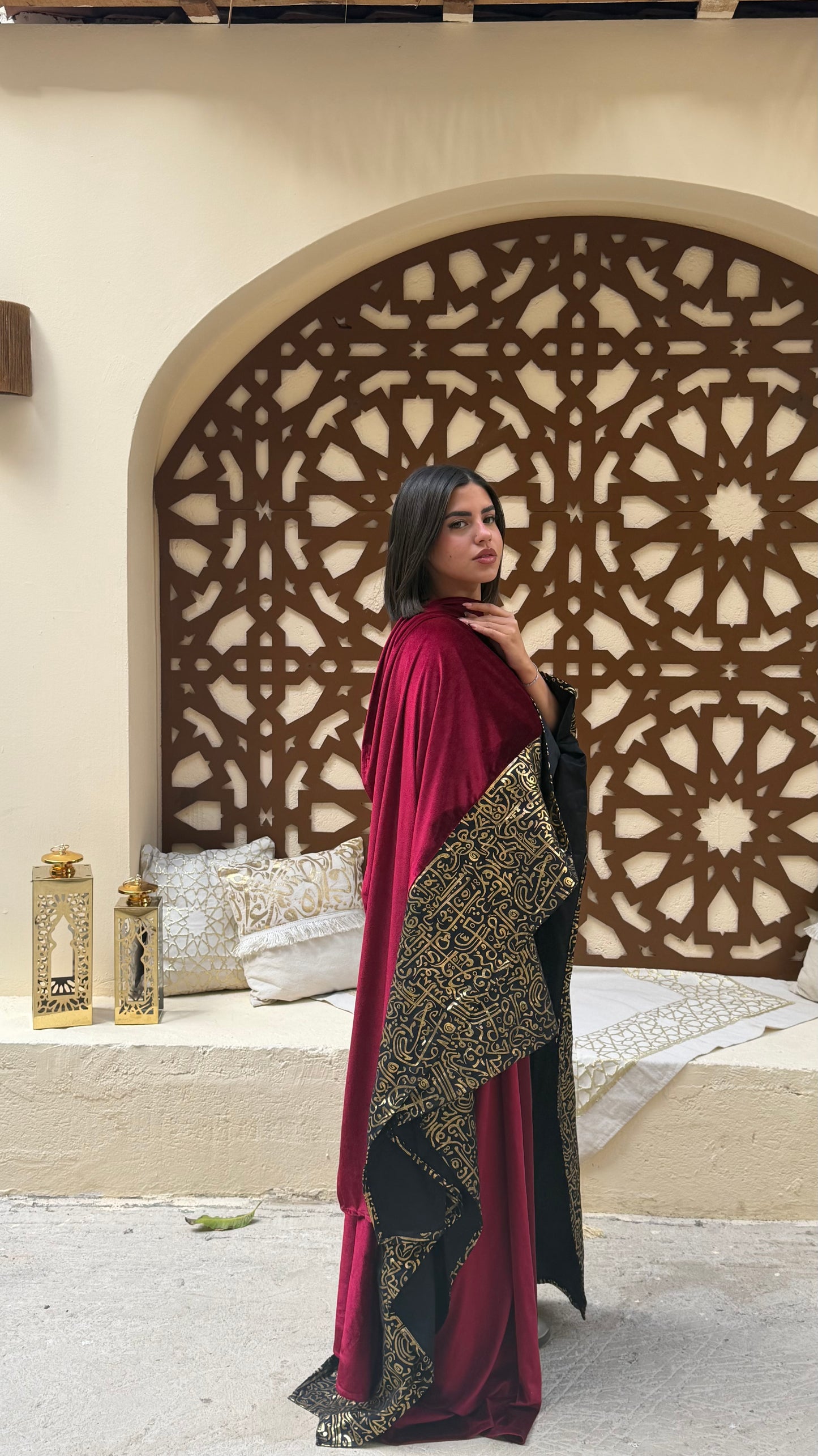Velvet burgandy kaftan